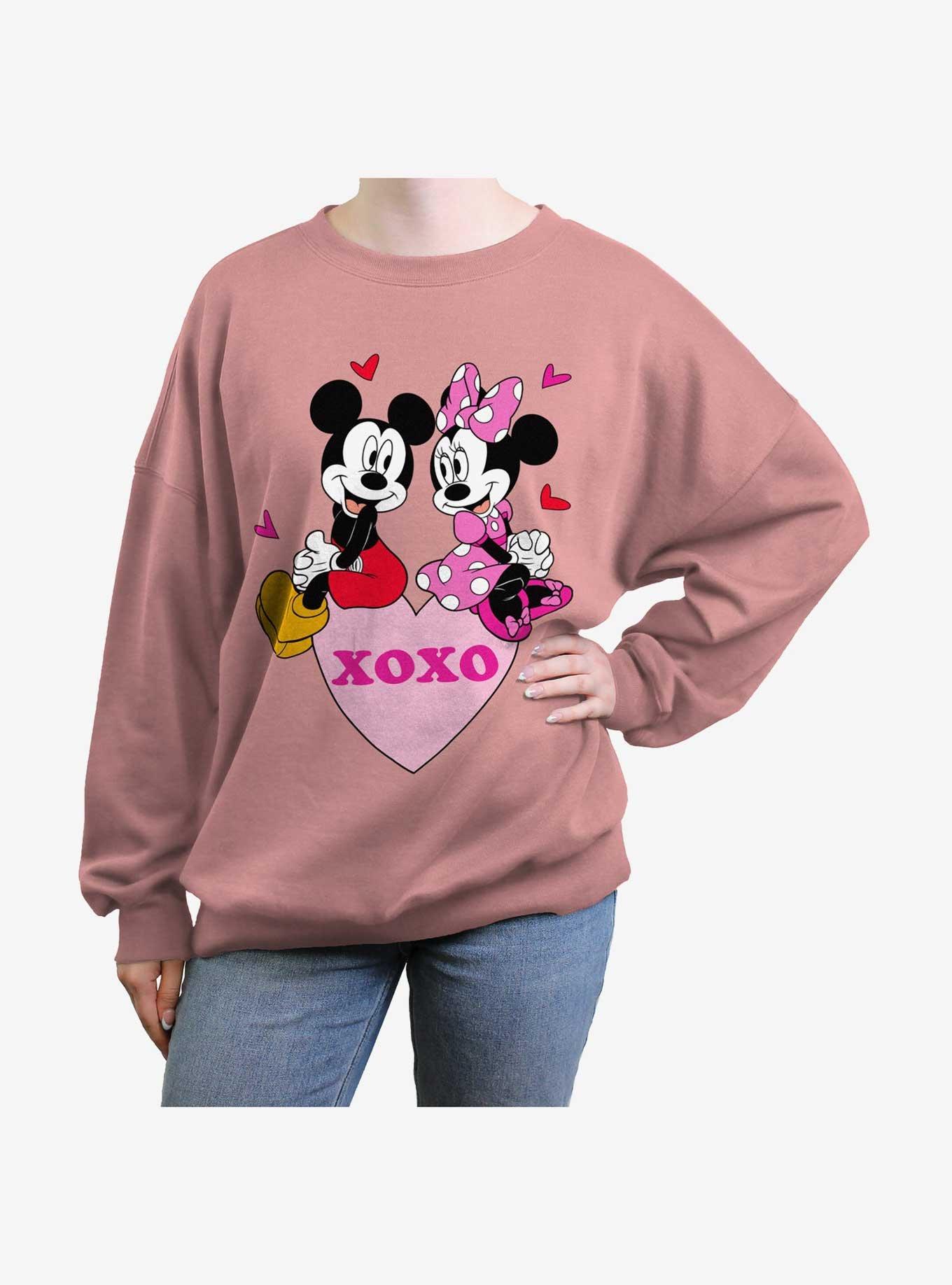 Disney Mickey Mouse & Minnie Mouse Xoxo Girls Oversized Sweatshirt, DESERTPNK, hi-res