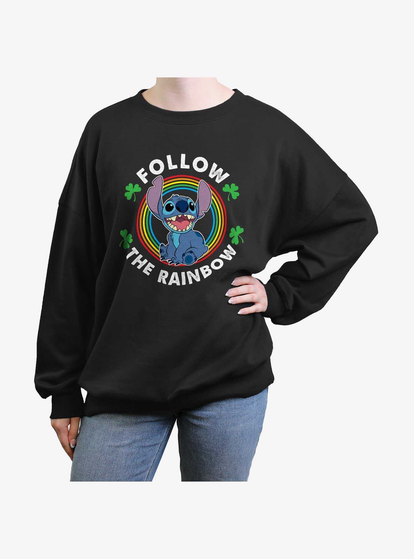 Disney Lilo & Stitch Follow The Rainbow Girls Oversized Sweatshirt, , hi-res