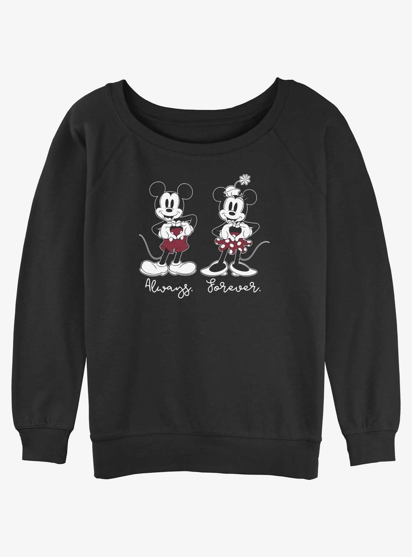 Disney Mickey Mouse Always Forever Womens Slouchy Sweatshirt, BLACK, hi-res