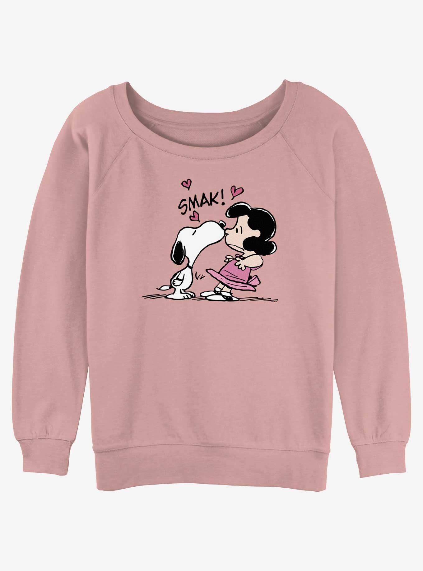 Peanuts Snoopy Kisses Lucy Womens Slouchy Sweatshirt - PINK | BoxLunch