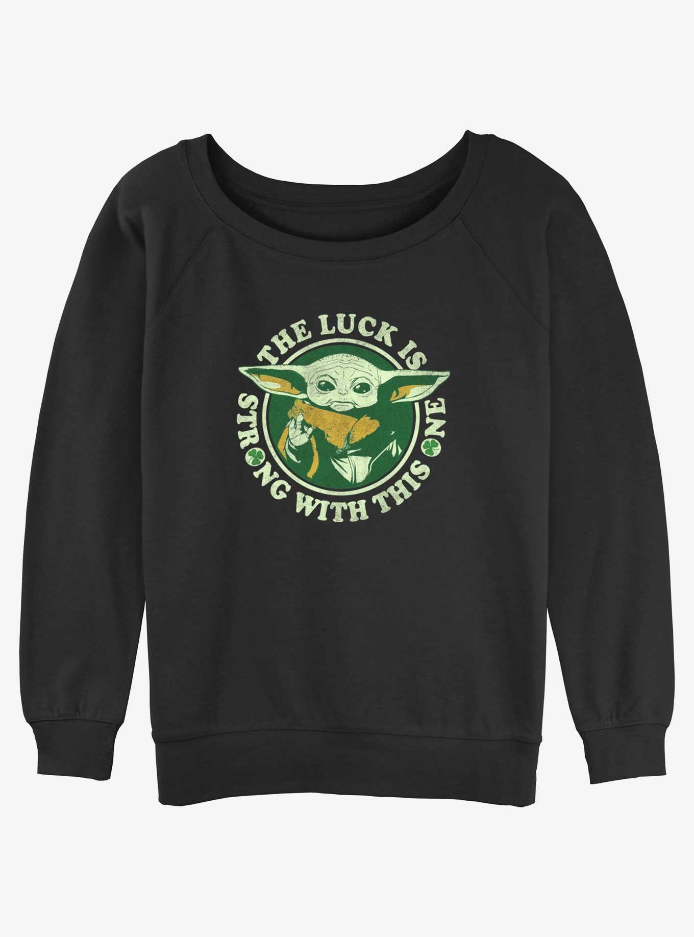 Star Wars The Mandalorian Lucky Force Womens Slouchy Sweatshirt, BLACK, hi-res