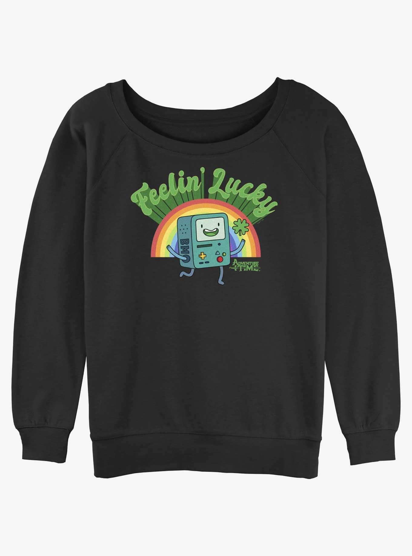Adventure Time Lucky BMO Womens Slouchy Sweatshirt, BLACK, hi-res