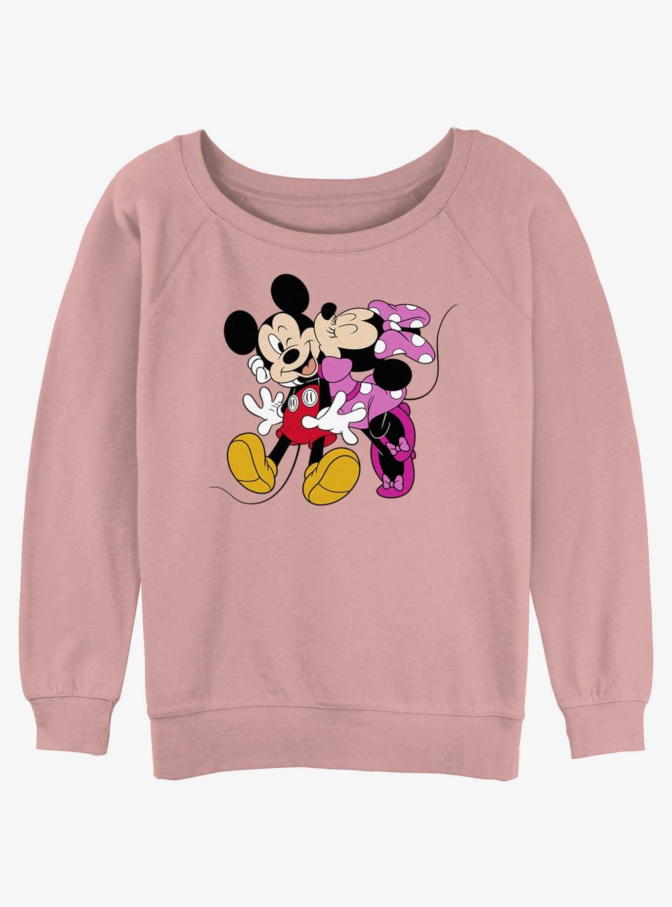 Disney Mickey Mouse Hugs and Kisses Womens Slouchy Sweatshirt, DESERTPNK, hi-res