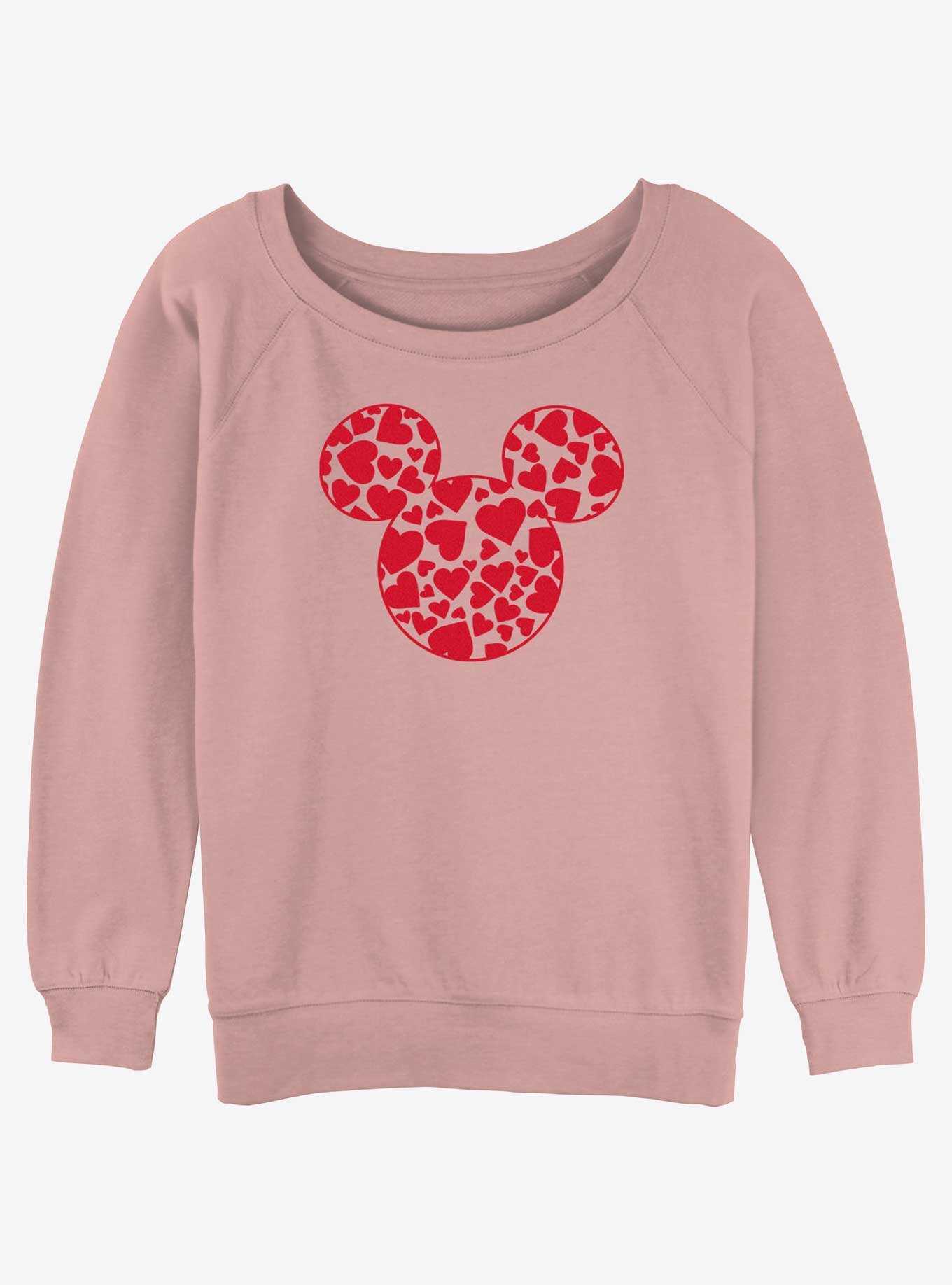 Disney Mickey Mouse Heart Ears Womens Slouchy Sweatshirt, , hi-res