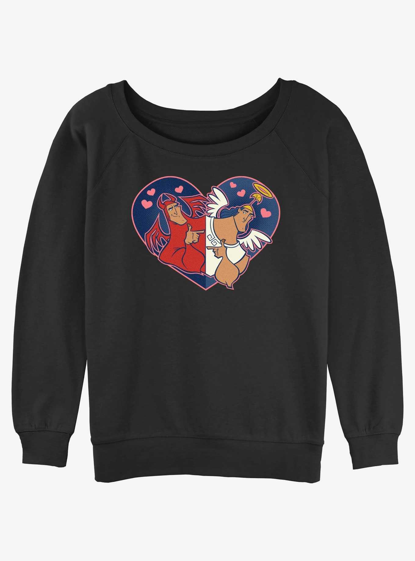Disney The Emperor's New Groove Kronk Angel & Devil Heart Womens Slouchy Sweatshirt, , hi-res