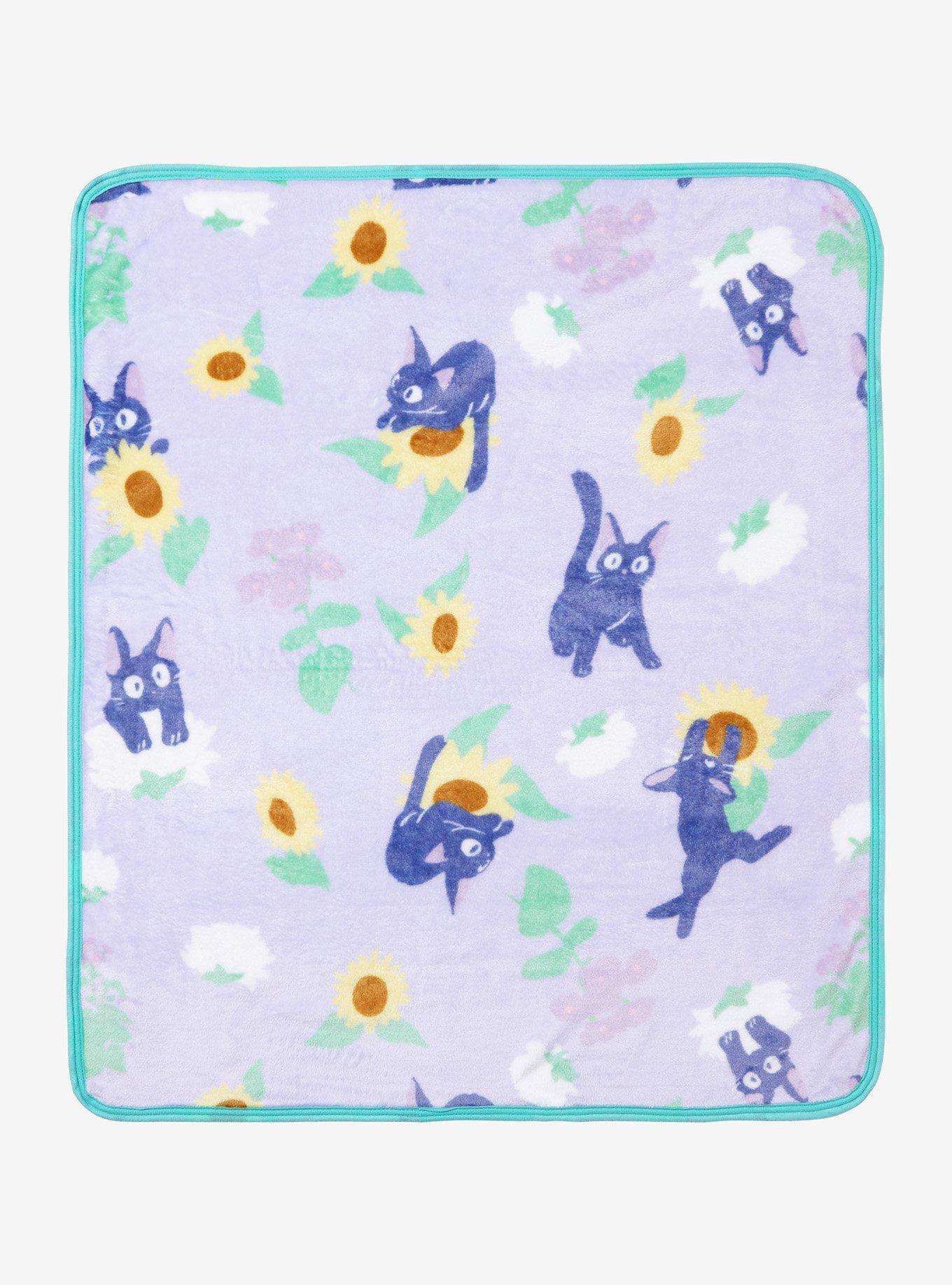 Studio Ghibli Kiki's Delivery Service Jiji Floral Allover Print Baby Blanket - BoxLunch Exclusive, , hi-res