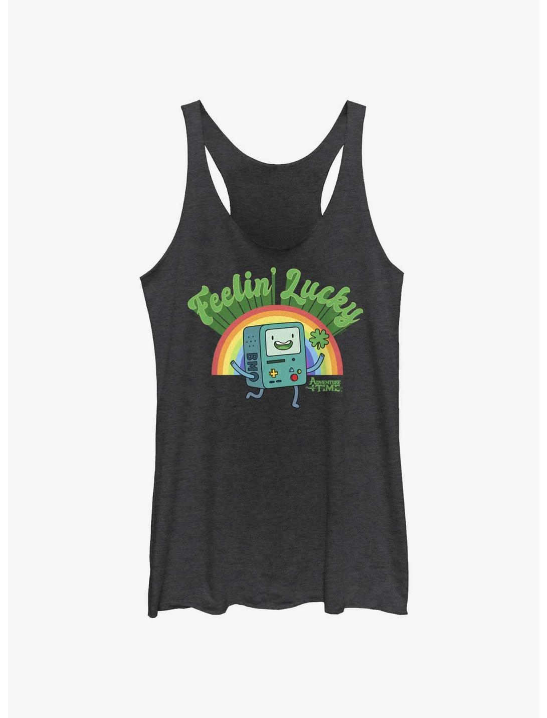 Adventure Time Lucky BMO Womens Tank Top, BLK HTR, hi-res