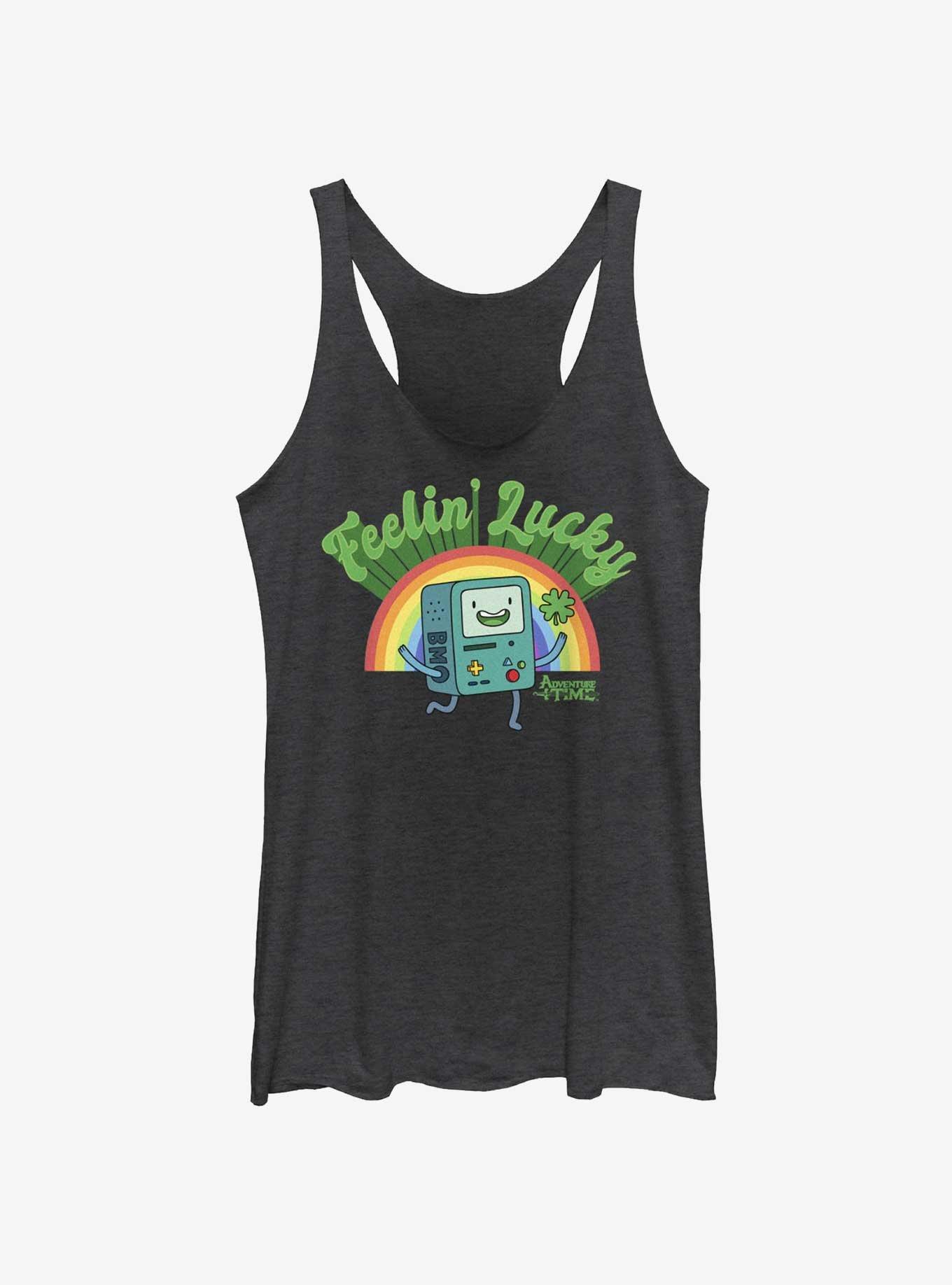 Adventure Time Lucky BMO Womens Tank Top, BLK HTR, hi-res