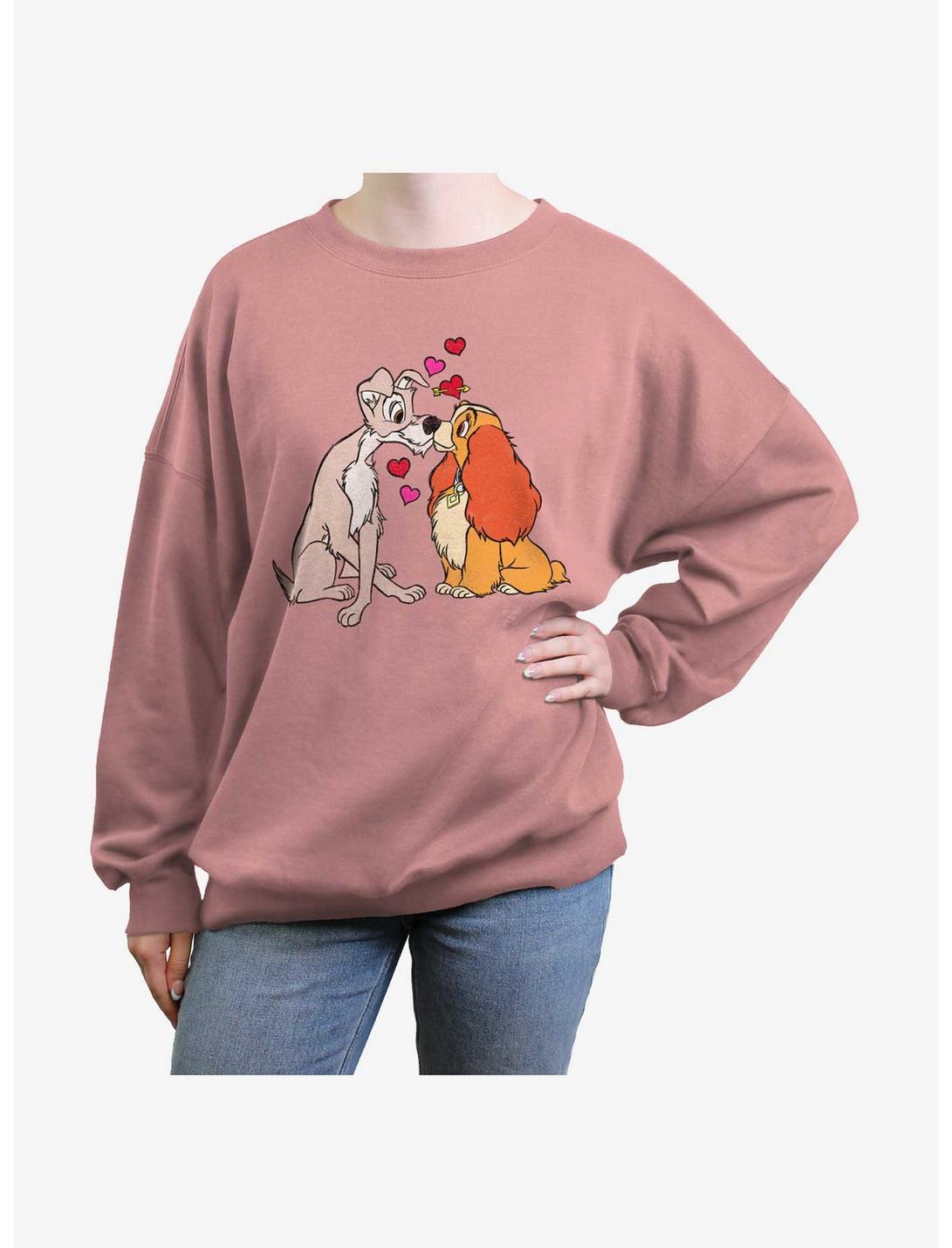 Disney Lady and the Tramp Puppy Love Womens Oversized Sweatshirt, DESERTPNK, hi-res
