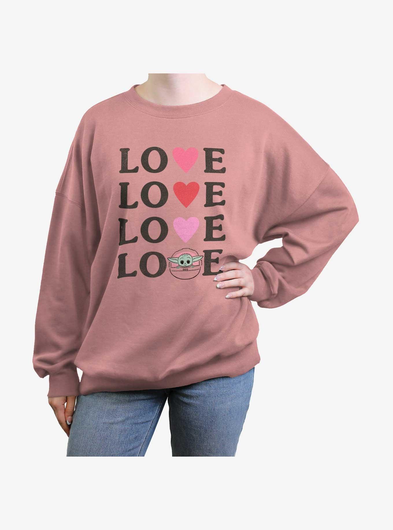 Star Wars The Mandalorian Grogu Love Womens Oversized Sweatshirt, DESERTPNK, hi-res