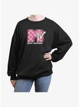 MTV Heart Logo Womens Oversized Sweatshirt, BLACK, hi-res