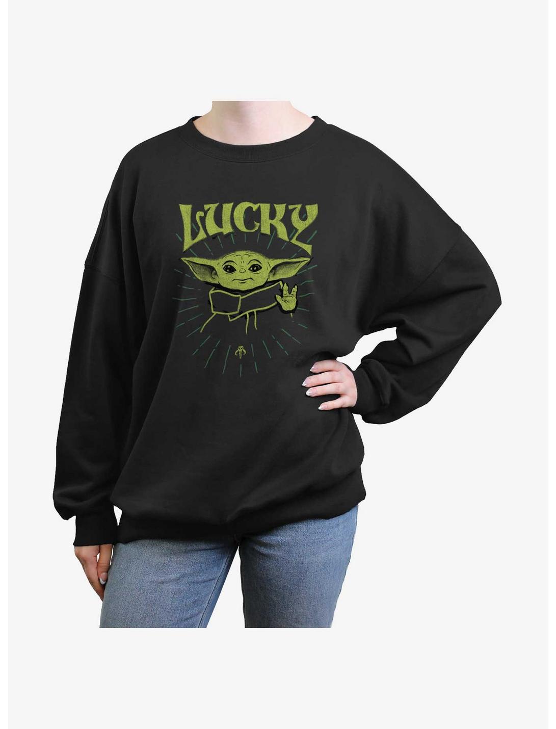 Star Wars The Mandalorian Force Of Luck Womens Oversized Sweatshirt, BLACK, hi-res