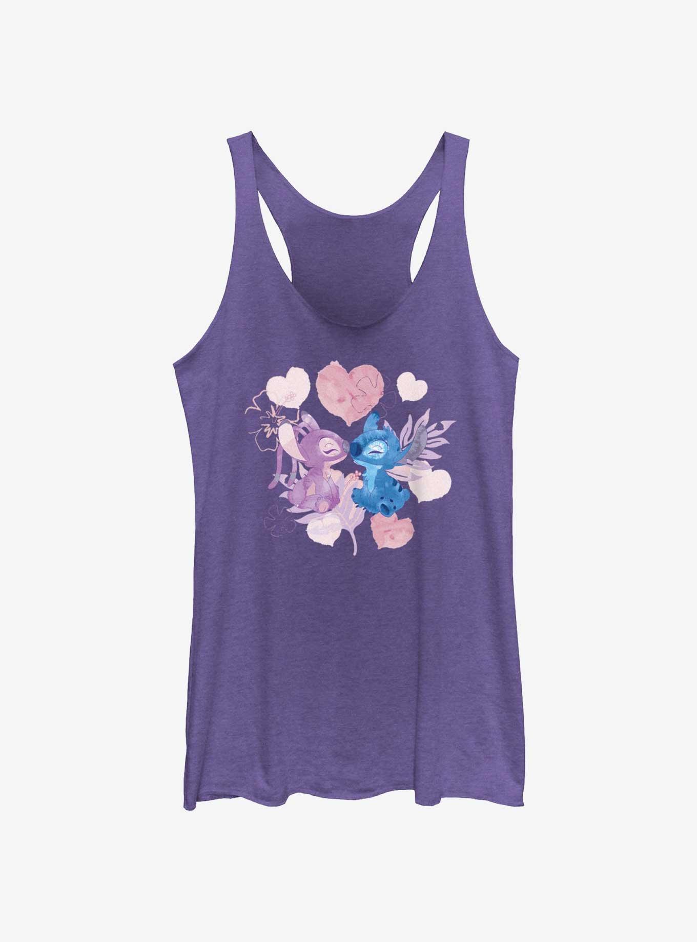 Disney Lilo & Stitch Stitch & Angel Lovers Womens Tank Top, PUR HTR, hi-res