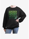 Disney Lilo & Stitch Lucky Stitch Womens Oversized Sweatshirt, BLACK, hi-res