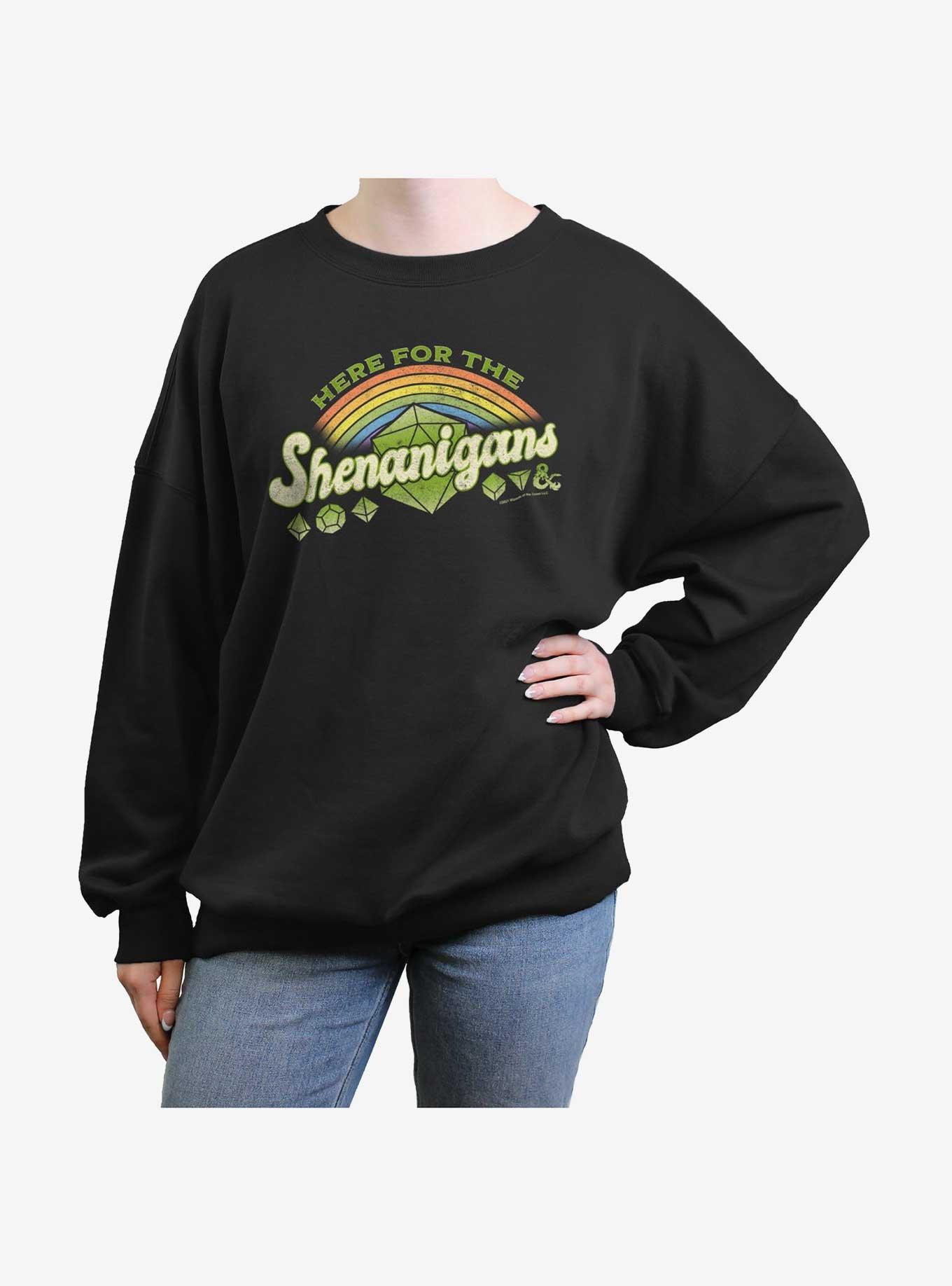 Dungeons & Dragons Here For Shenanigans Womens Oversized Sweatshirt, BLACK, hi-res