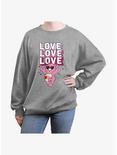 Care Bears Love Stack Love-a-Lot Bear Womens Oversized Sweatshirt, HEATHER GR, hi-res
