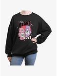 Care Bears Love-a-Lot and Share Bear Love Womens Oversized Sweatshirt, BLACK, hi-res
