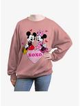 Disney Mickey Mouse Mickey And Minnie Xoxo Womens Oversized Sweatshirt, DESERTPNK, hi-res