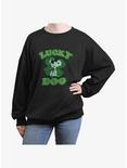 Peanuts Lucky Dog Womens Oversized Sweatshirt, BLACK, hi-res
