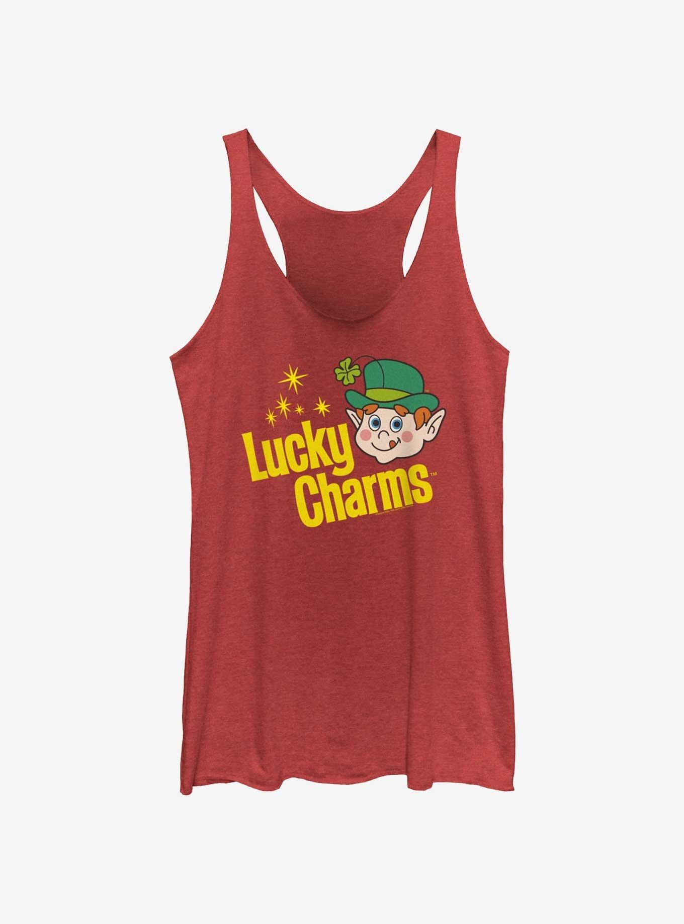 Lucky Charms Logo Retro Womens Tank Top, RED HTR, hi-res