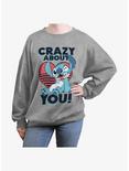 Disney Lilo & Stitch Crazy About You Womens Oversized Sweatshirt, HEATHER GR, hi-res