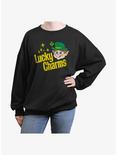 Lucky Charms Logo Retro Womens Oversized Sweatshirt, BLACK, hi-res