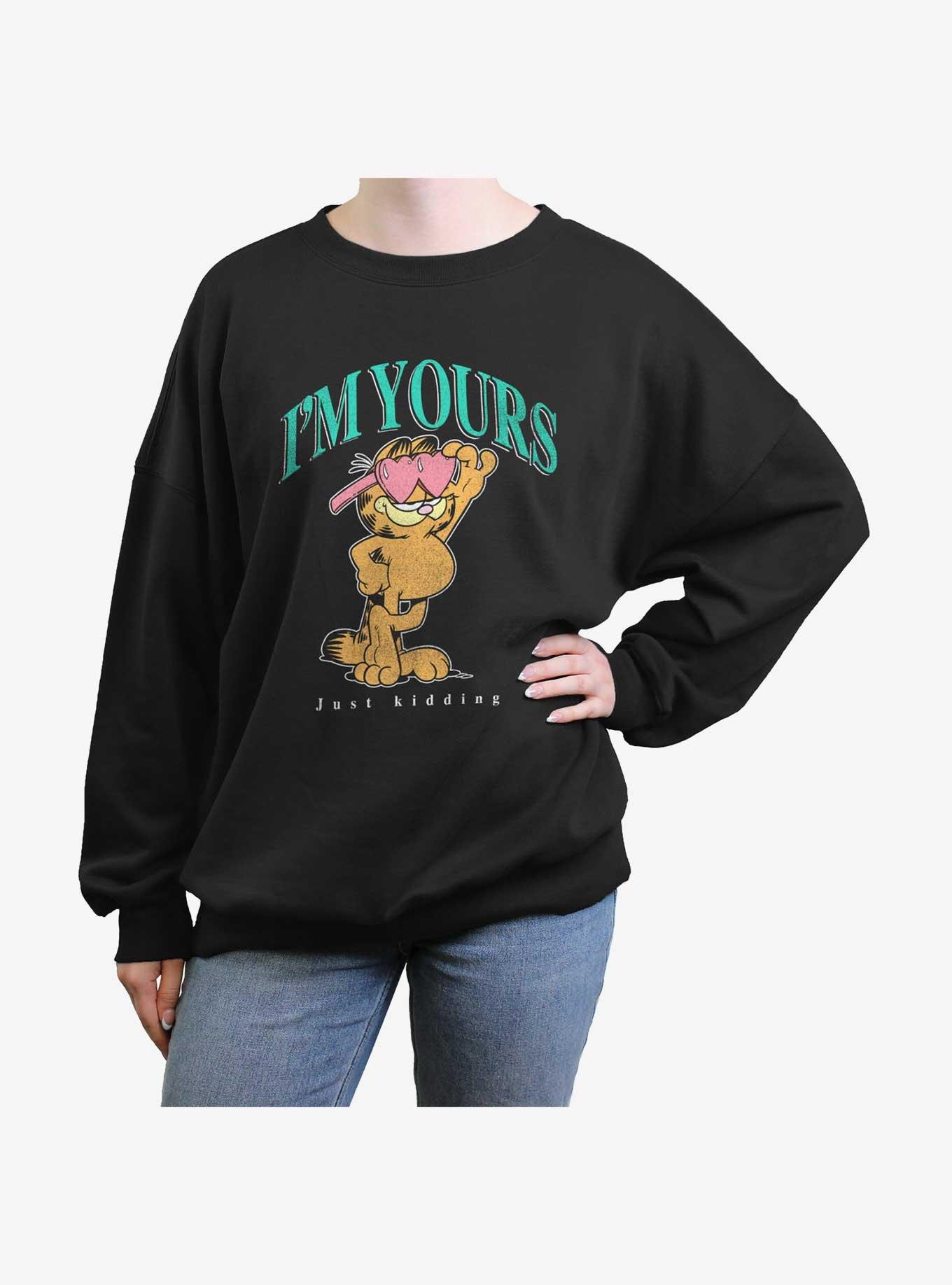 Garfield I'm Yours Womens Oversized Sweatshirt, BLACK, hi-res