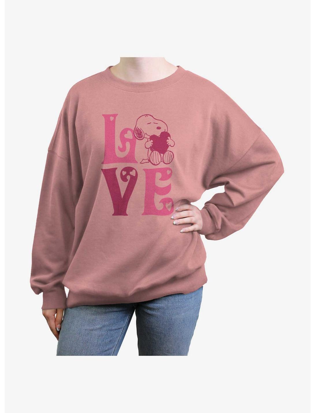 Peanuts Love 4 Snoopy Womens Oversized Sweatshirt, DESERTPNK, hi-res