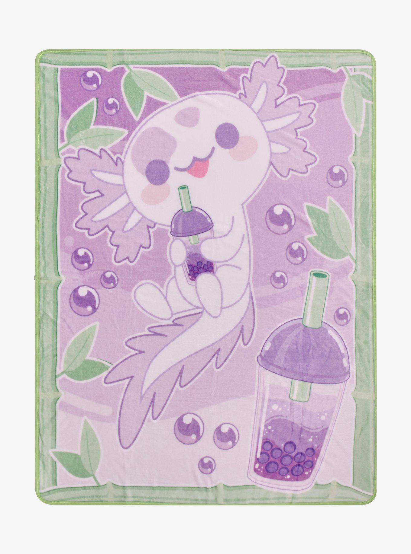 Axolotl Boba Purple Fleece Throw, , hi-res