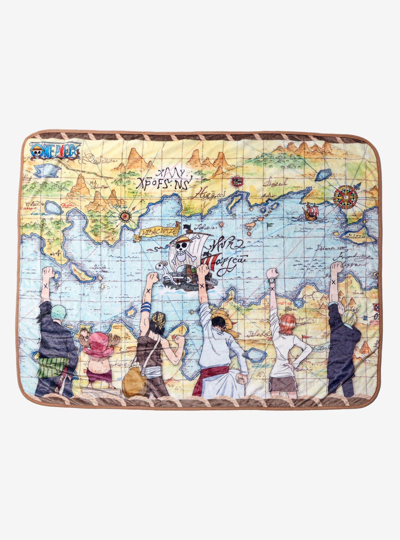 One Piece Character Map Fleece Throw - BoxLunch Exclusive, , hi-res