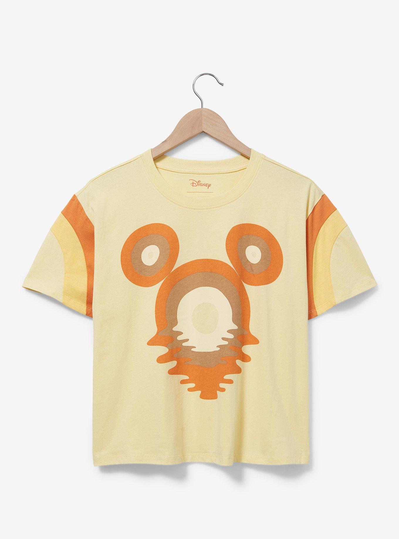 Her Universe Disney Mickey Mouse Silhouette Sunset Women's Cropped T-Shirt &mdash; BoxLunch Exclusive, NATURAL, hi-res