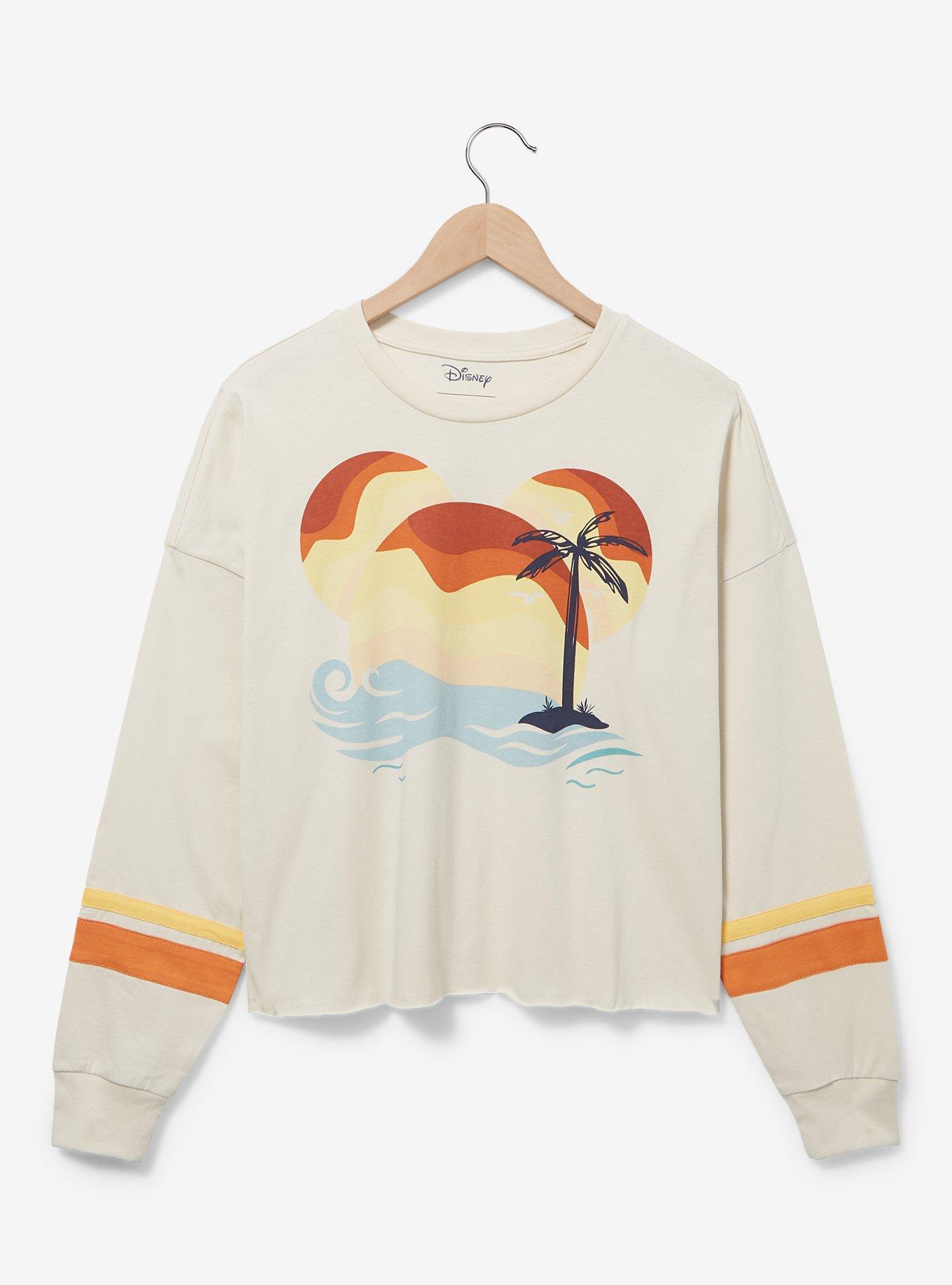 Disney Mickey Mouse Silhouette Sunset Women's Long Sleeve Cropped T-Shirt — BoxLunch Exclusive, , hi-res