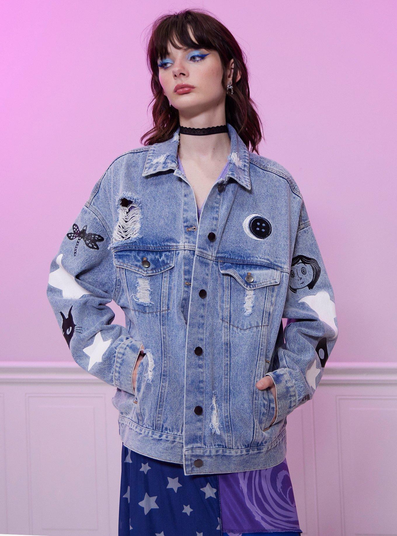 Coraline Art Jean Jacket, MEDIUM WASH, hi-res