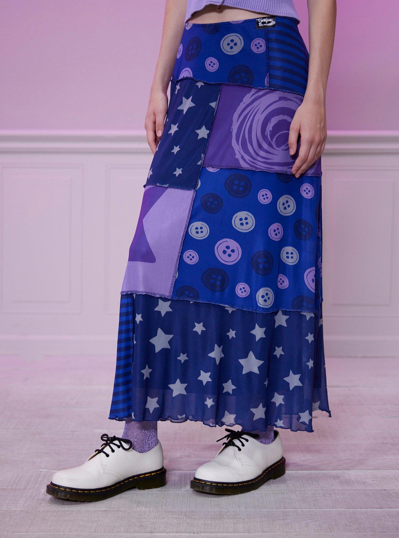 Coraline Patchwork Mesh Maxi Skirt, MULTI, hi-res