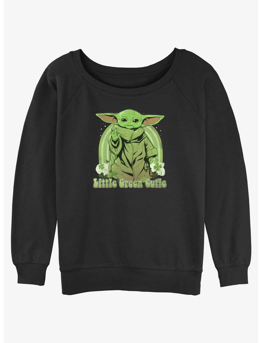 Star Wars The Mandalorian Litte Green Cutie Womens Slouchy Sweatshirt, BLACK, hi-res