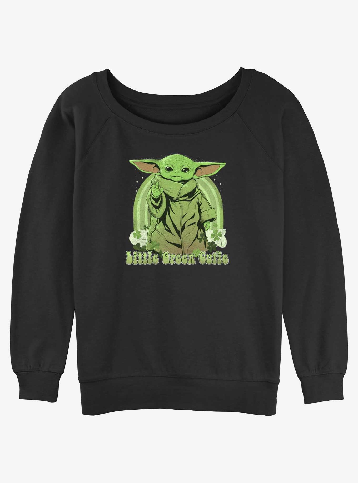 Star Wars The Mandalorian Litte Green Cutie Womens Slouchy Sweatshirt, BLACK, hi-res