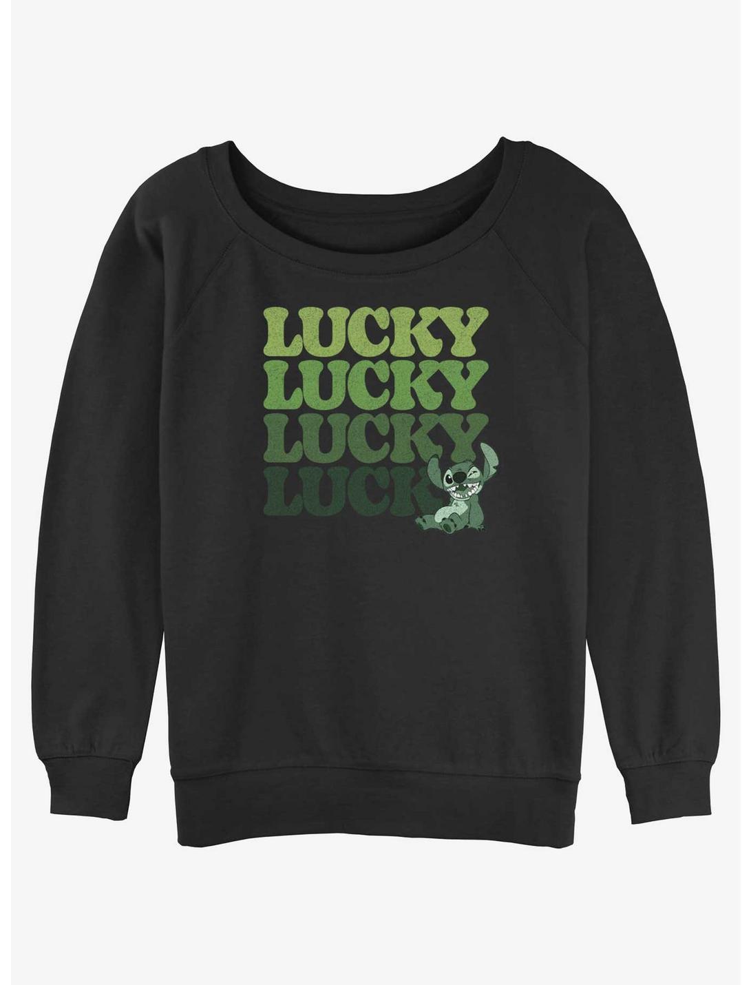 Disney Lilo & Stitch Lucky Stitch Womens Slouchy Sweatshirt, BLACK, hi-res