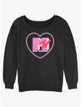 MTV Heart Love Logo Womens Slouchy Sweatshirt, BLACK, hi-res