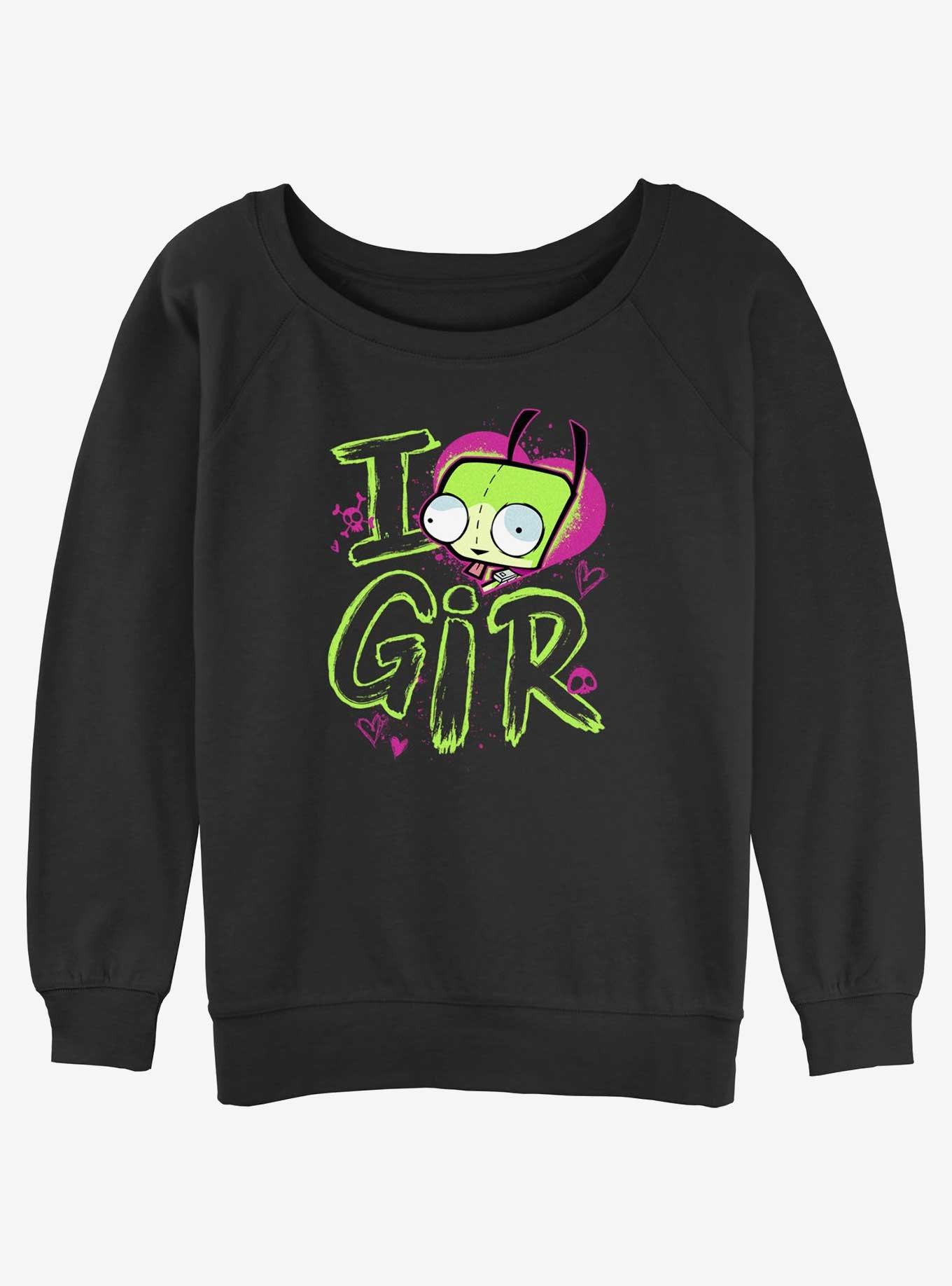 Invader ZIM Love Gir Womens Slouchy Sweatshirt, BLACK, hi-res