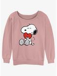 Peanuts Snoopy Valentines Heart Womens Slouchy Sweatshirt, DESERTPNK, hi-res