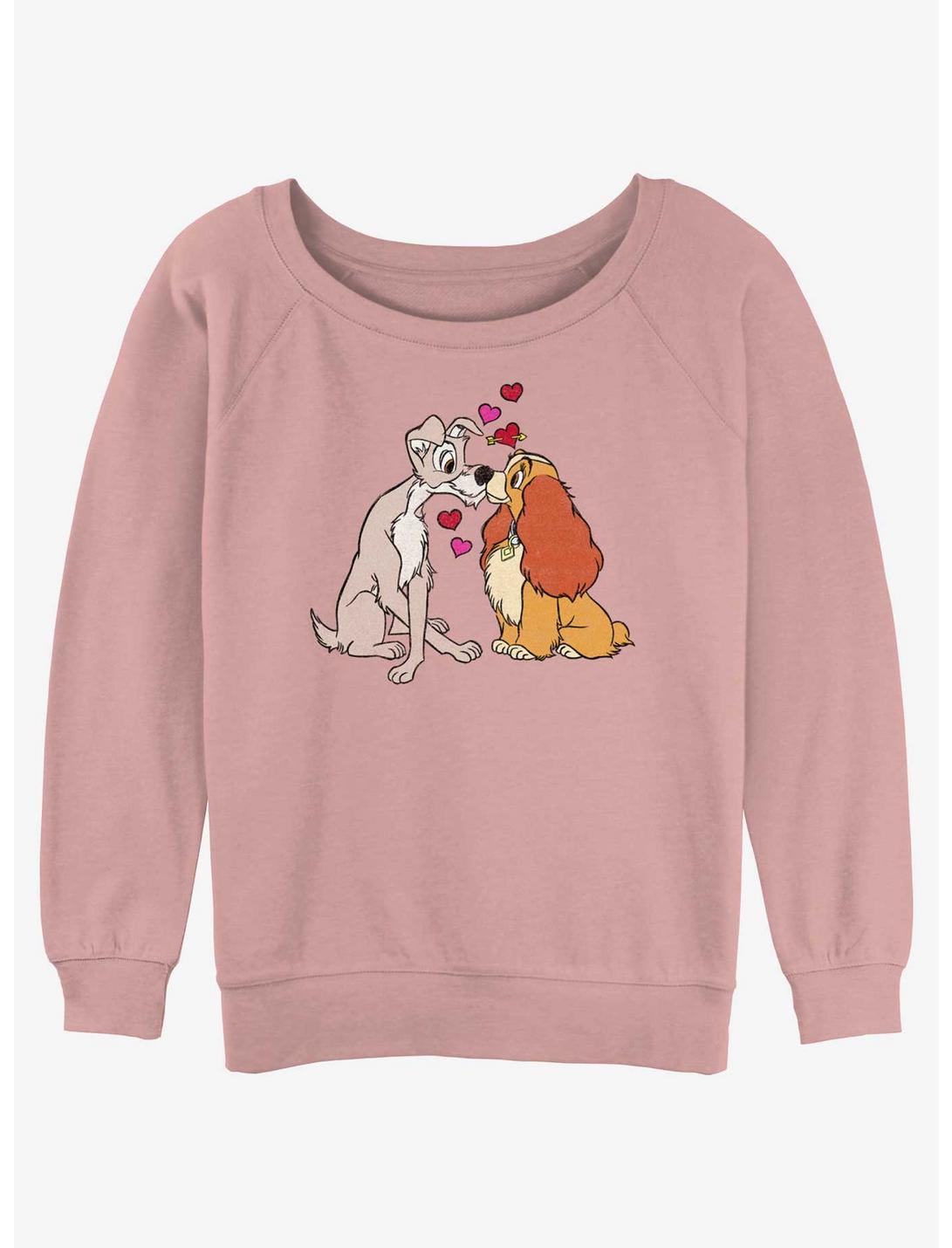Disney Lady and the Tramp Puppy Love Womens Slouchy Sweatshirt, DESERTPNK, hi-res