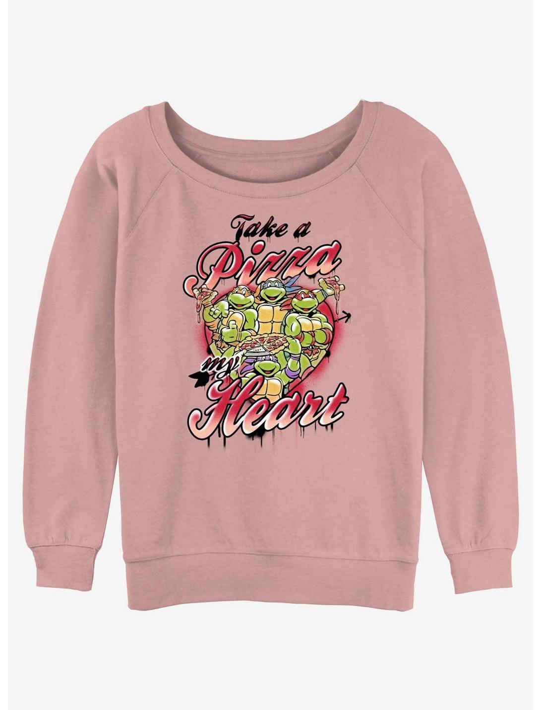 Teenage Mutant Ninja Turtles Pizza Heart Womens Slouchy Sweatshirt, DESERTPNK, hi-res