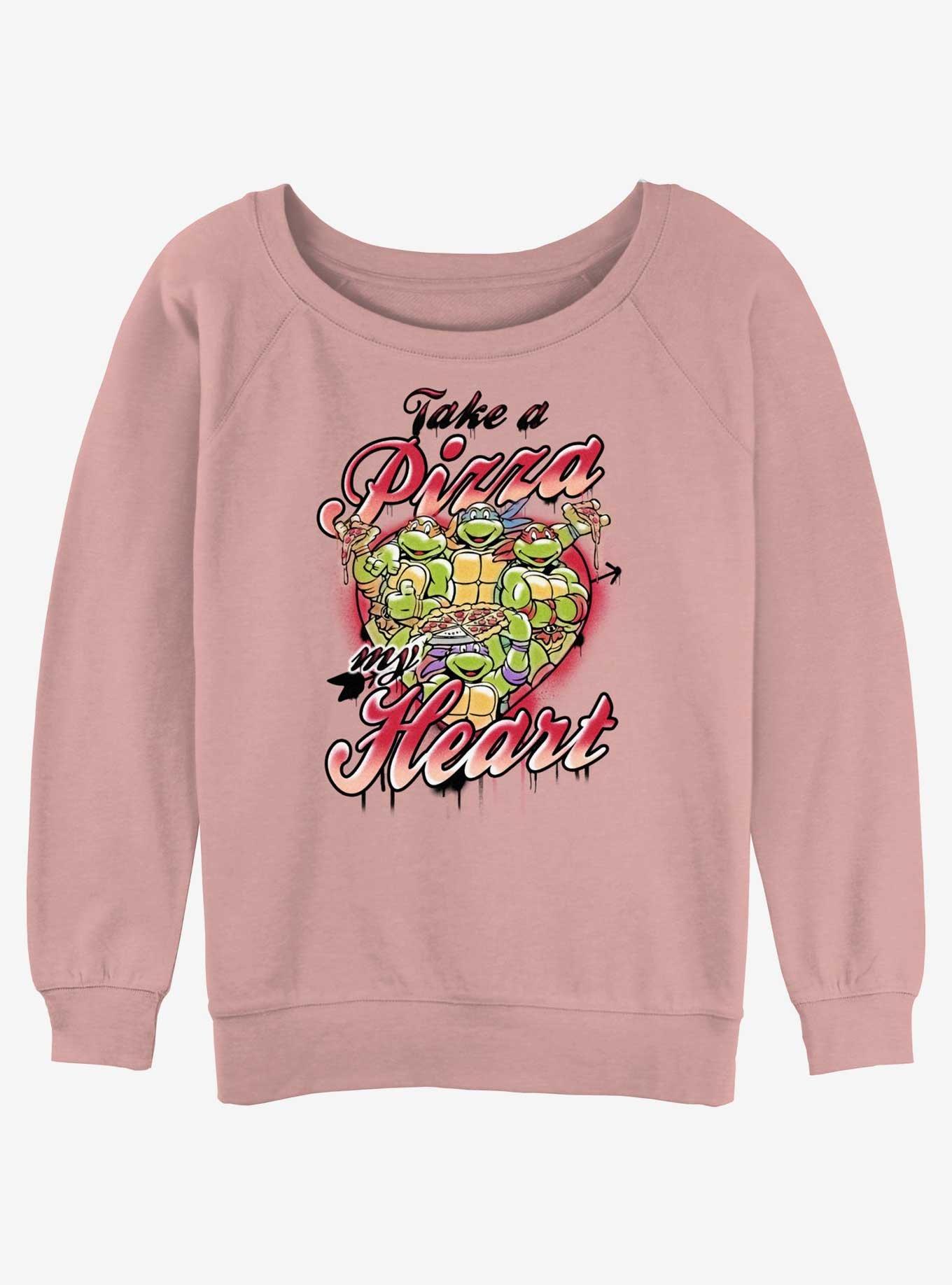 Teenage Mutant Ninja Turtles Pizza Heart Womens Slouchy Sweatshirt, DESERTPNK, hi-res