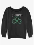 Disney Mickey Mouse Lucky Mickey Clover Womens Slouchy Sweatshirt, BLACK, hi-res