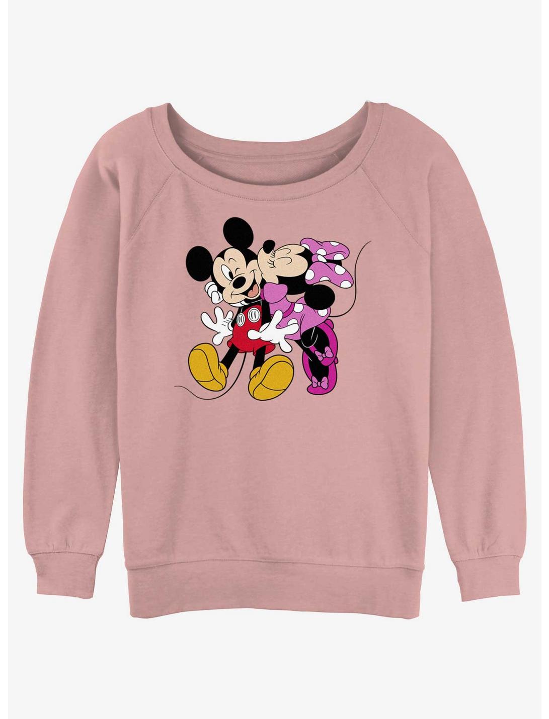 Disney Mickey Mouse Hugs and Kisses Womens Slouchy Sweatshirt, DESERTPNK, hi-res