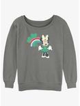 Disney Minnie Mouse Clover Rainbow Womens Slouchy Sweatshirt, GRAY HTR, hi-res