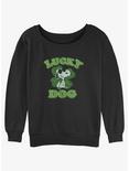 Peanuts Lucky Dog Womens Slouchy Sweatshirt, BLACK, hi-res