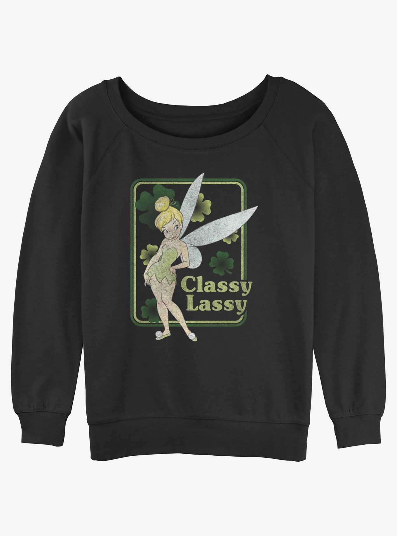 Disney Tinker Bell Classy Lassy Tink Womens Slouchy Sweatshirt, BLACK, hi-res