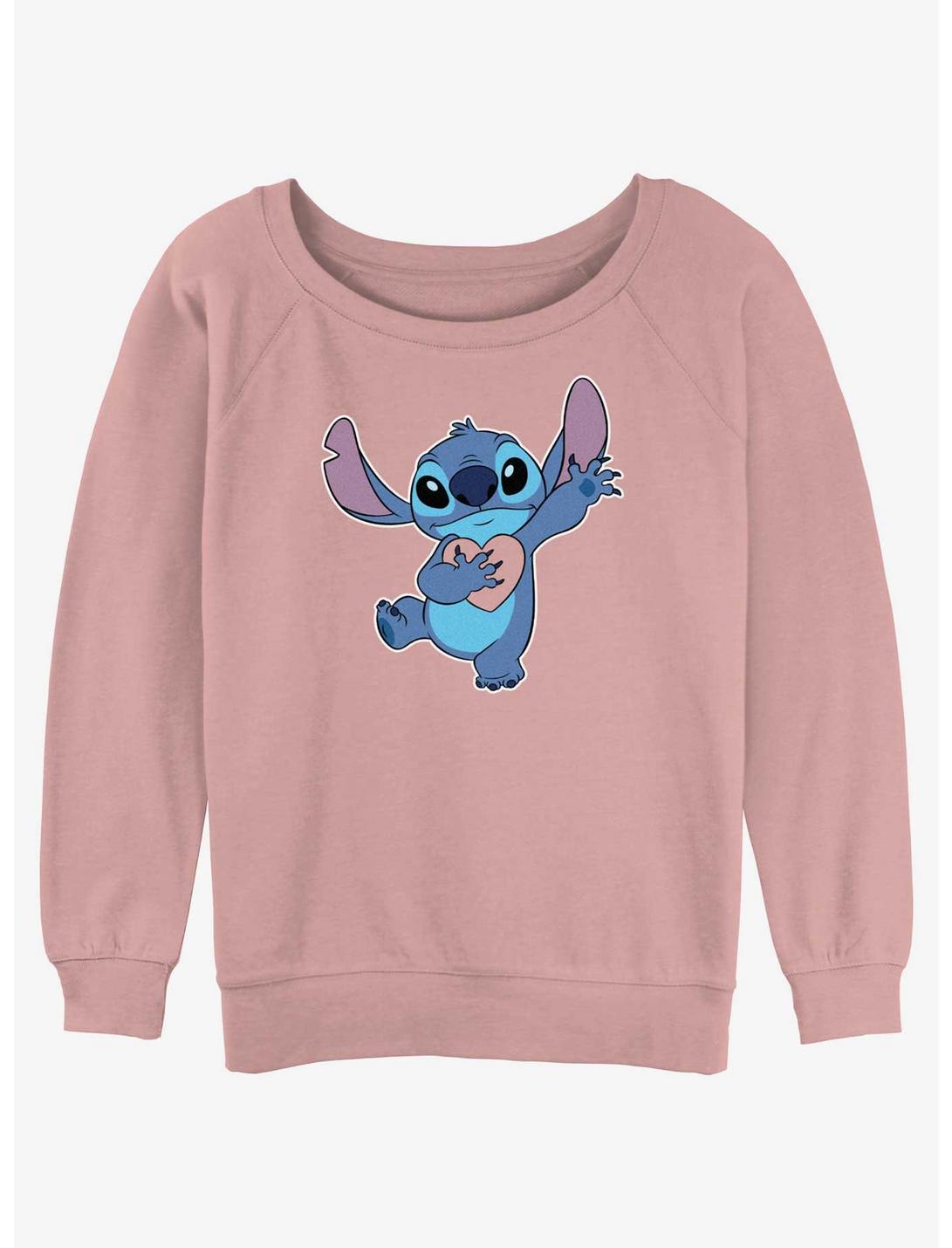 Disney Lilo & Stitch Ohana Heart Womens Slouchy Sweatshirt, DESERTPNK, hi-res