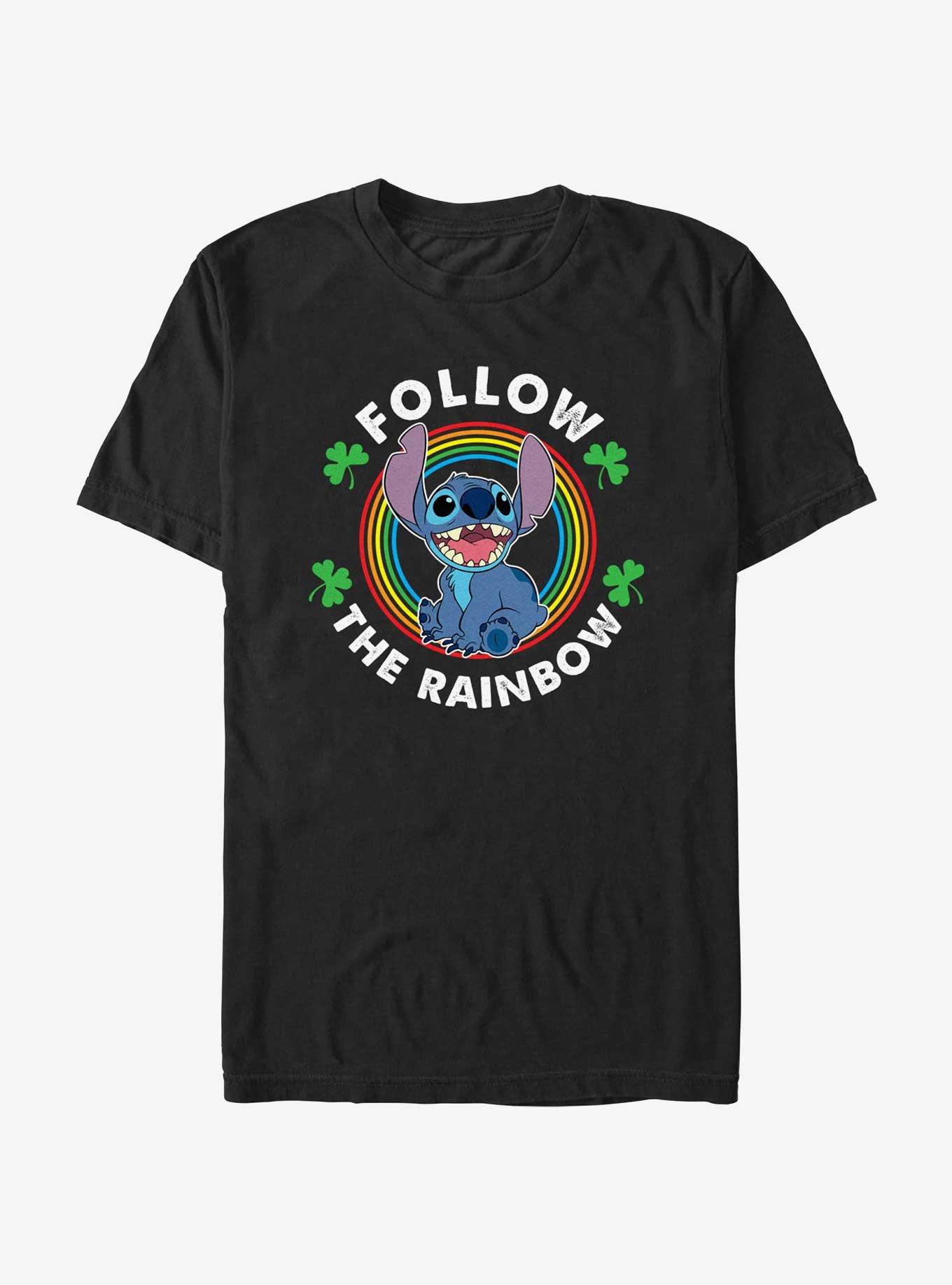 Disney Lilo & Stitch Follow The Rainbow T-Shirt, BLACK, hi-res